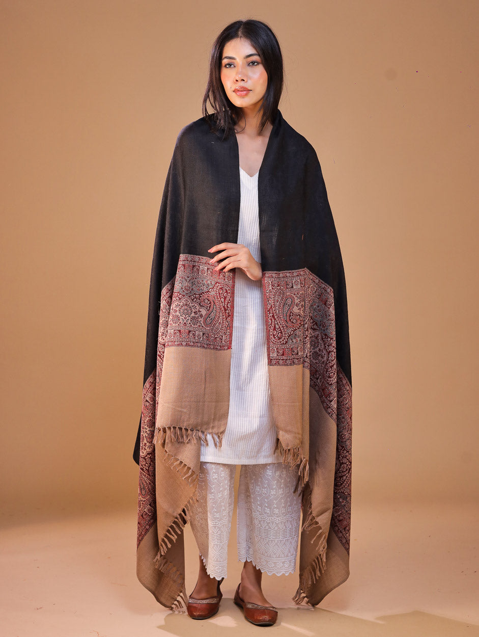 Women Pure Wool Faux Pashmina Jamawar Wool Shawl – SWI Stylish