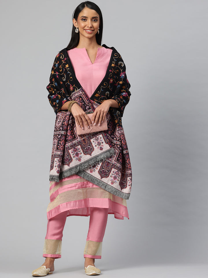 Women's Aari Embroidery Pure Wool Shawl