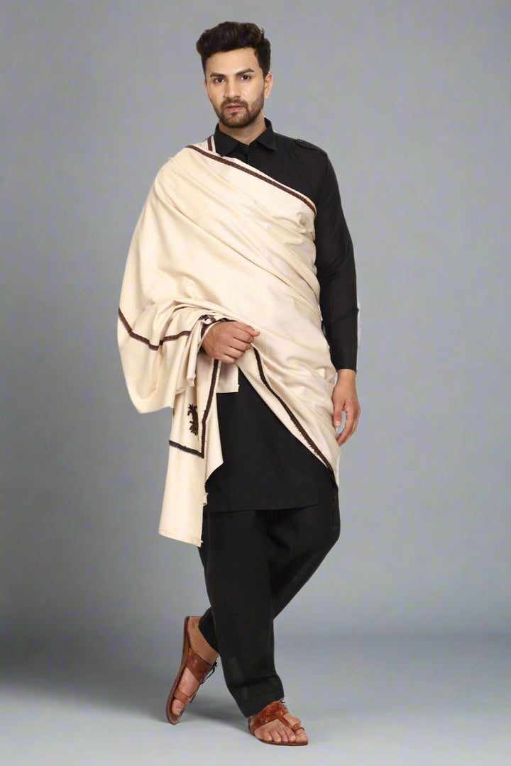 Men's Kashmiri Embroidered Wool Shawl