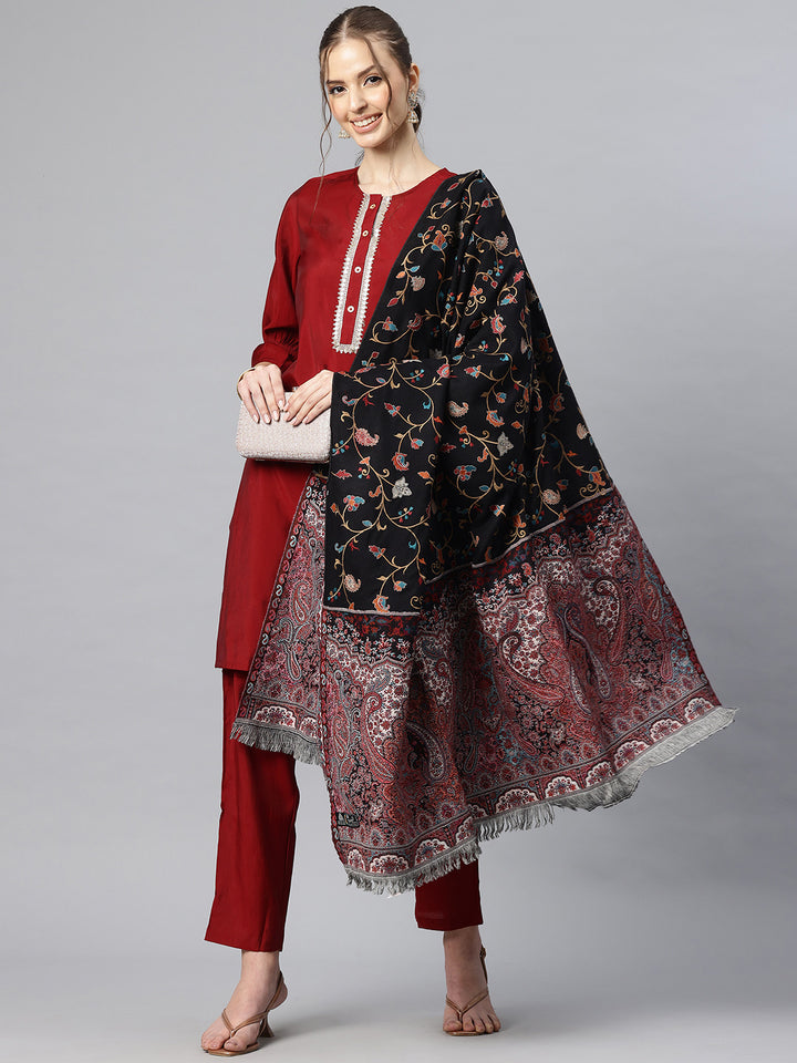 Women's Aari Embroidery Pure Wool Shawl