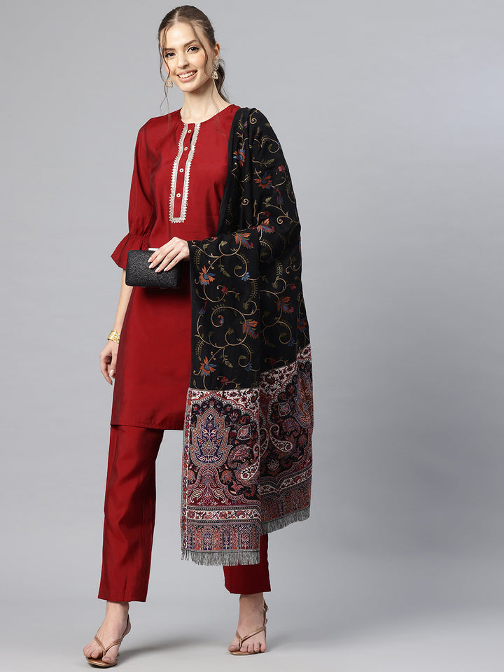 Women's Aari Embroidery Pure Wool Shawl