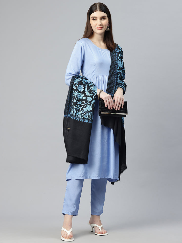 Women's Aari Embroidered Wool Shawl