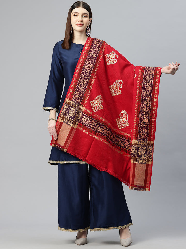 Women's Aari Embroidered Wool Shawl