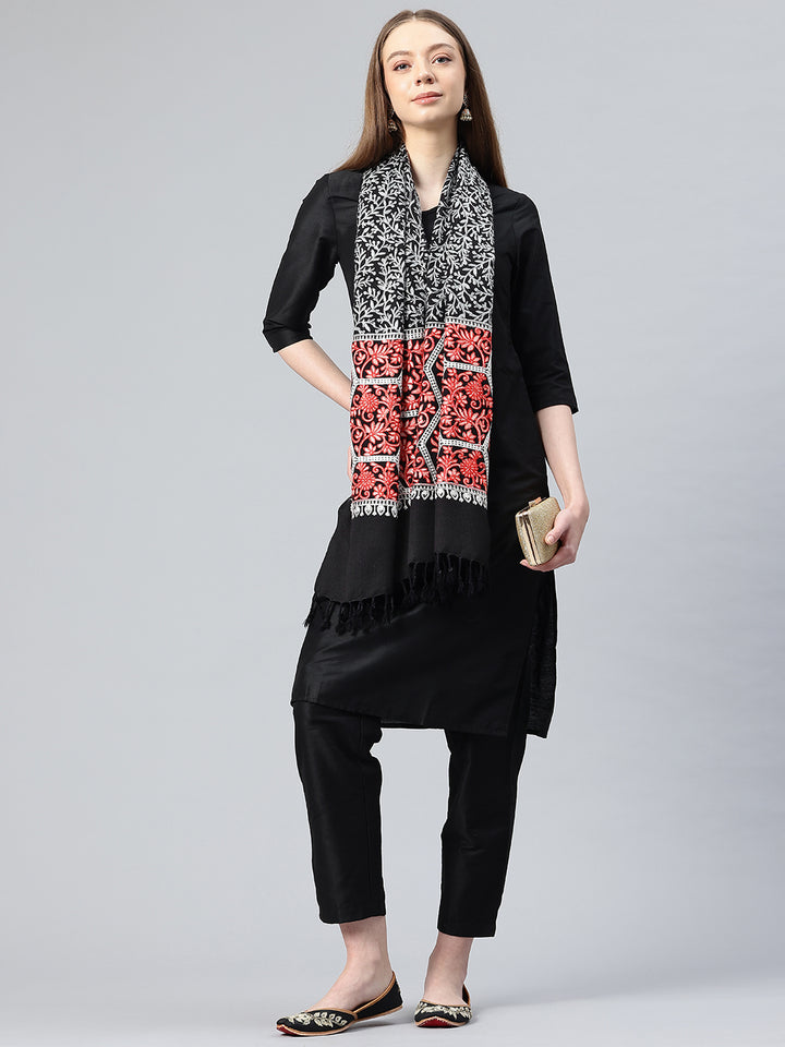 Women's Aari Embroidered Wool Stole