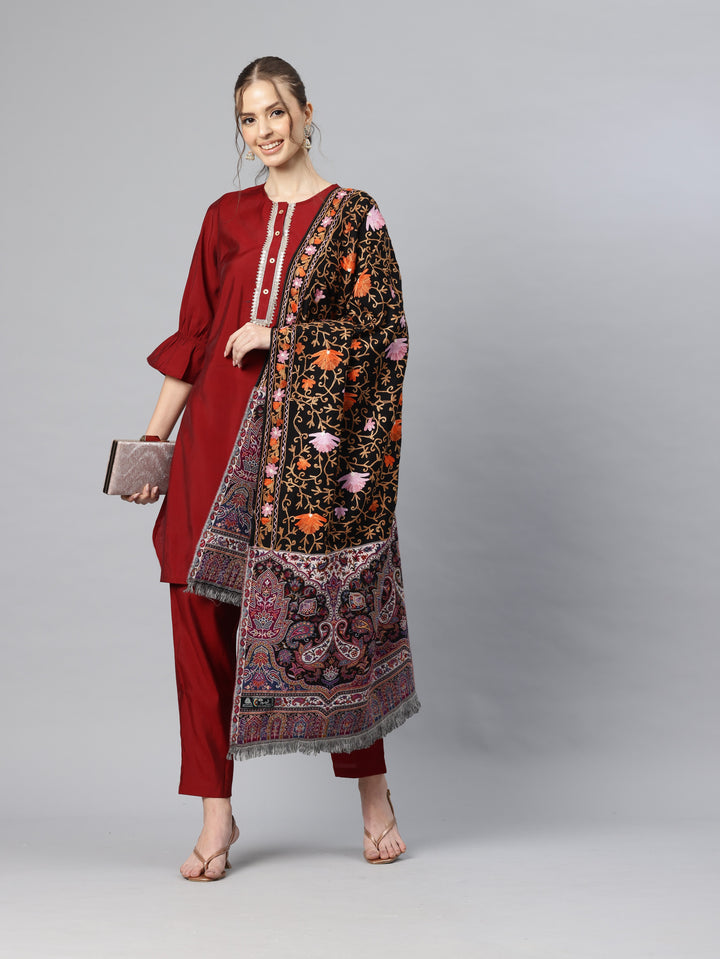 Women's Pure Wool Jamawar Embroidery Stole