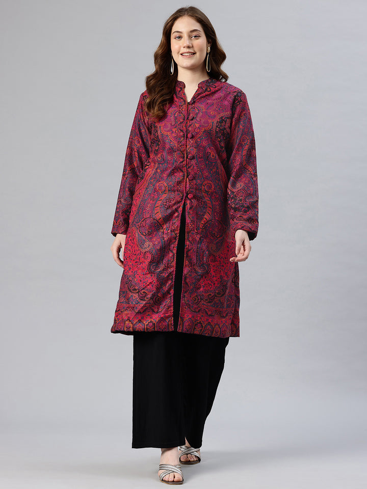 Women's Jamawar Woven Full Length Jacket