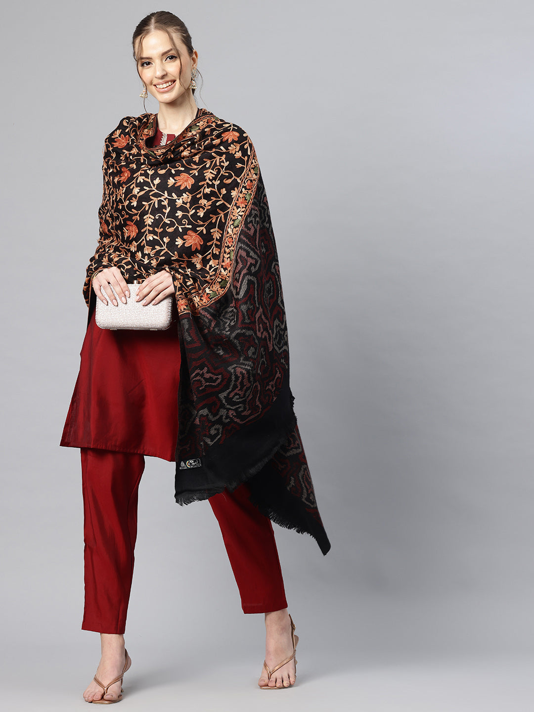 Women's Aari Embroidery Pure Wool Shawl