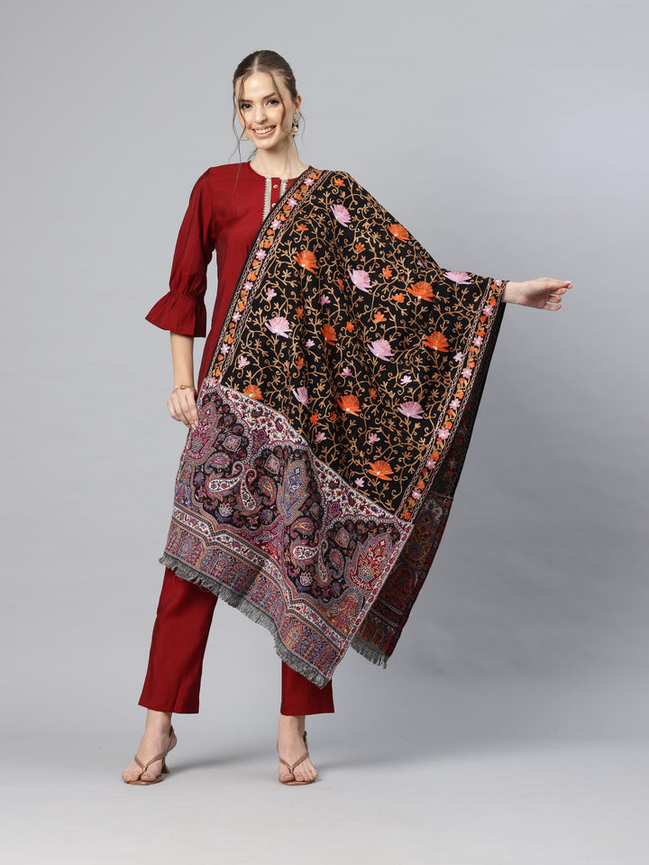 Women's Pure Wool Jamawar Embroidery Stole