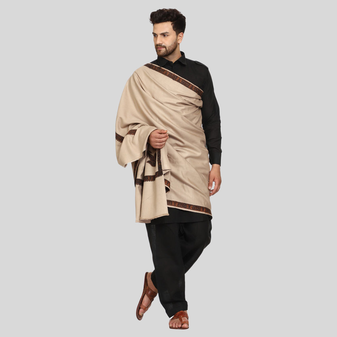 Men's Kashmiri Embroidered Wool Shawl