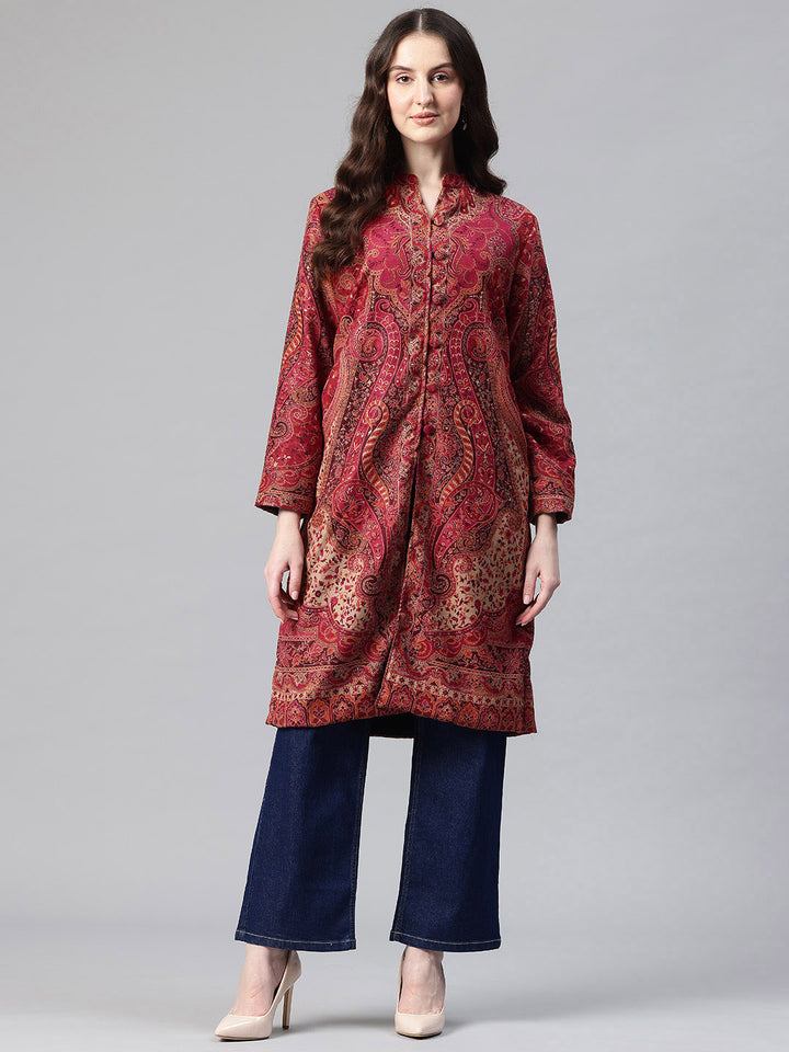 Women's Jamawar Woven Full Length Jacket