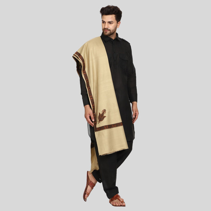 Men's Kashmiri Embroidered Wool Shawl