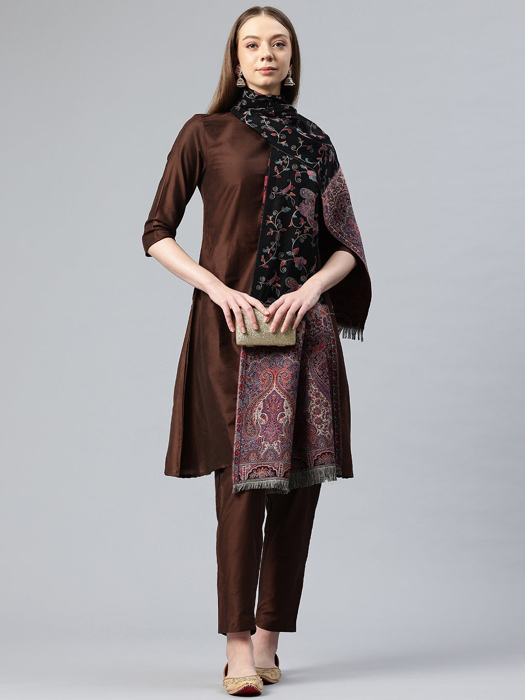 Women's Pure Wool Jamawar Embroidery Stole