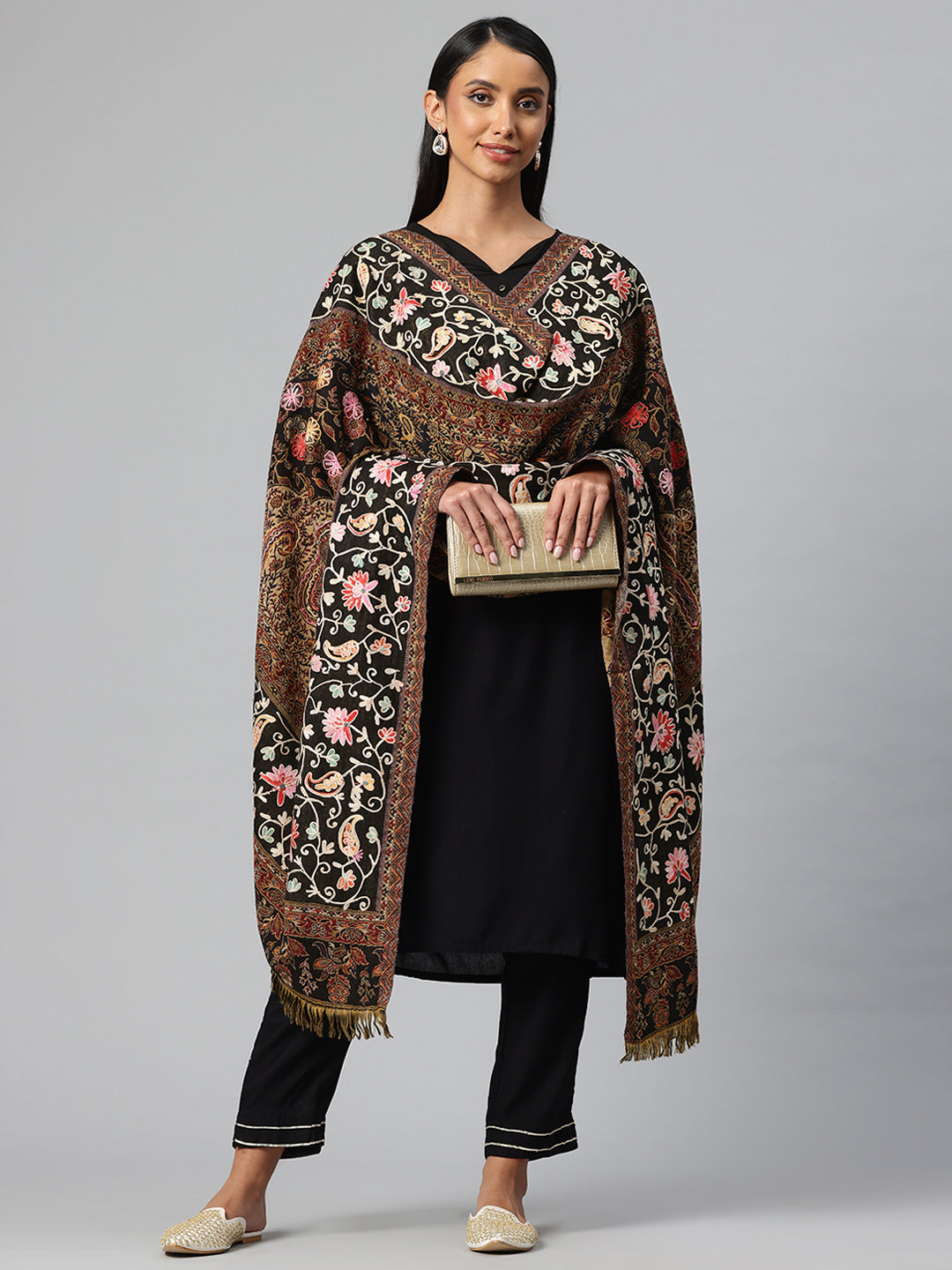 Women's Aari Embroidery Pure Wool Shawl