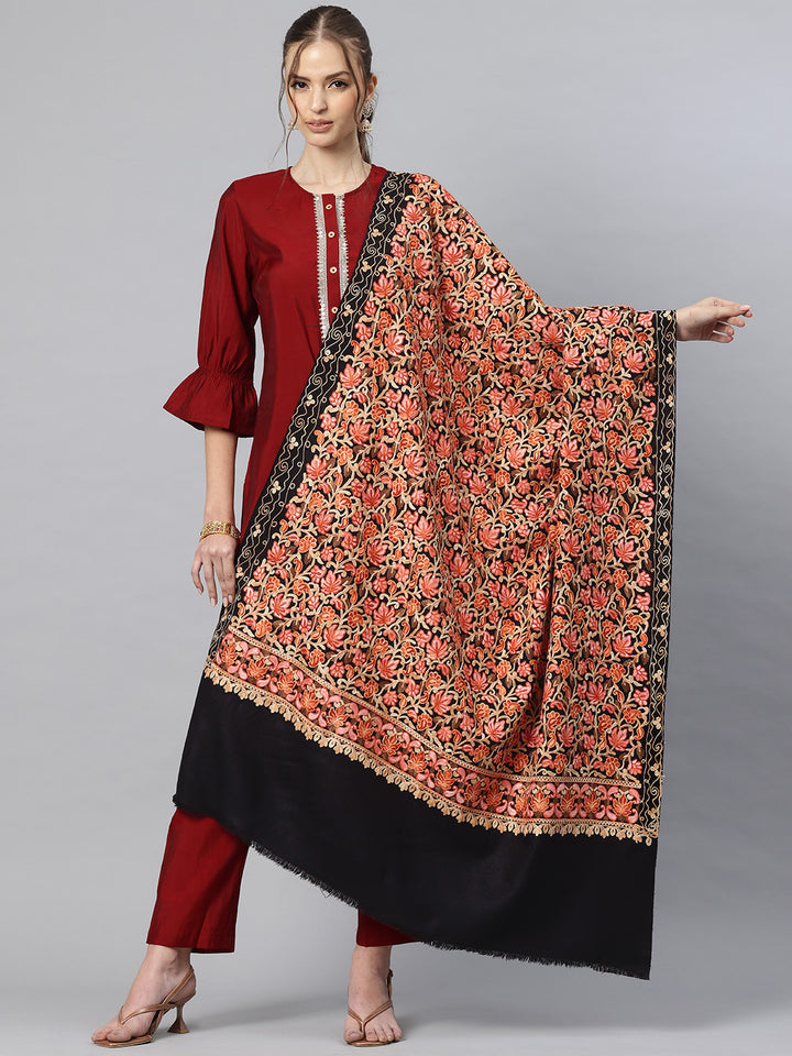 Women's Aari Embroidered Wool Shawl