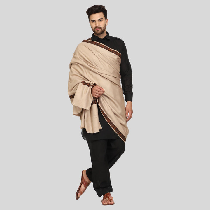 Men's Kashmiri Embroidered Wool Shawl
