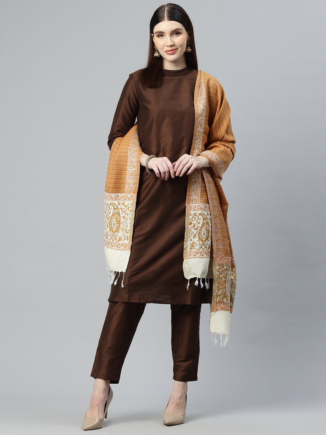 Women's Acrylic Jamawar Wool Shawl