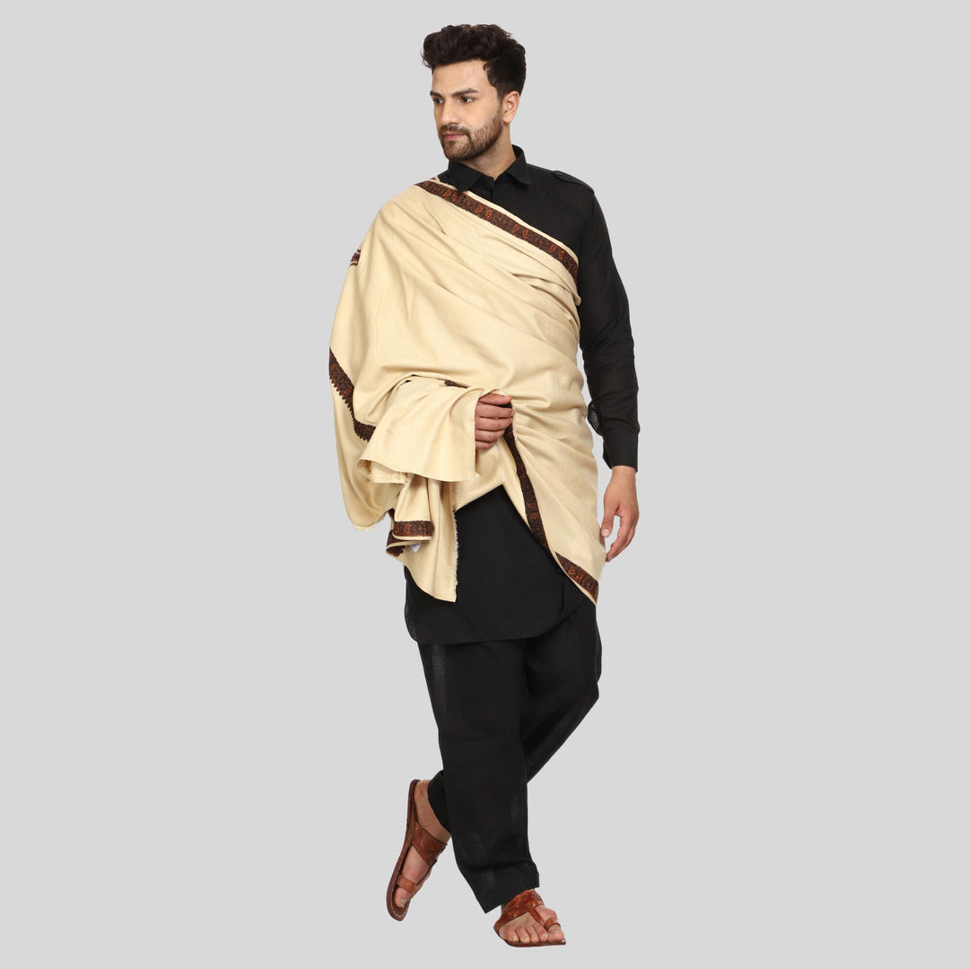 Men's Kashmiri Embroidered Wool Shawl