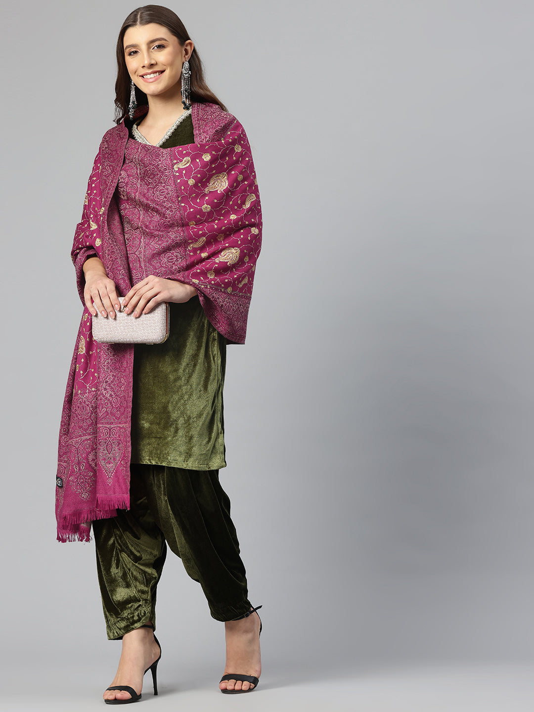 Women's Pure Wool Jamawar Embroidery Stole