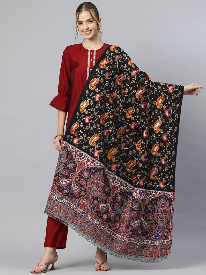 Women's Aari Embroidery Pure Wool Shawl