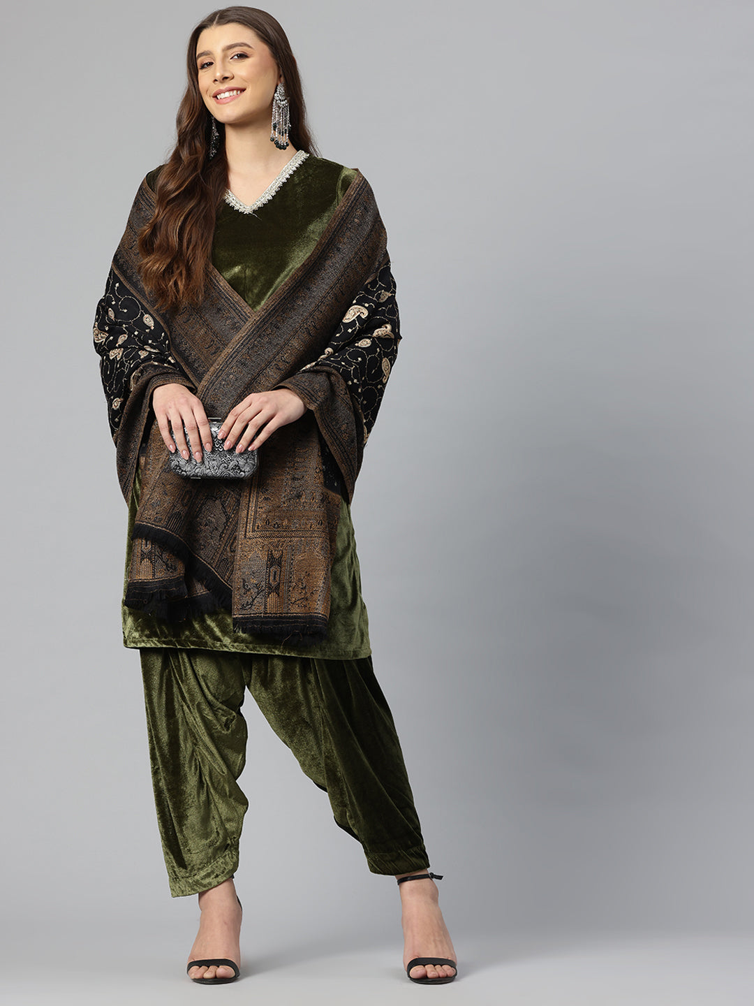 Women's Pure Wool Jamawar Embroidery Stole