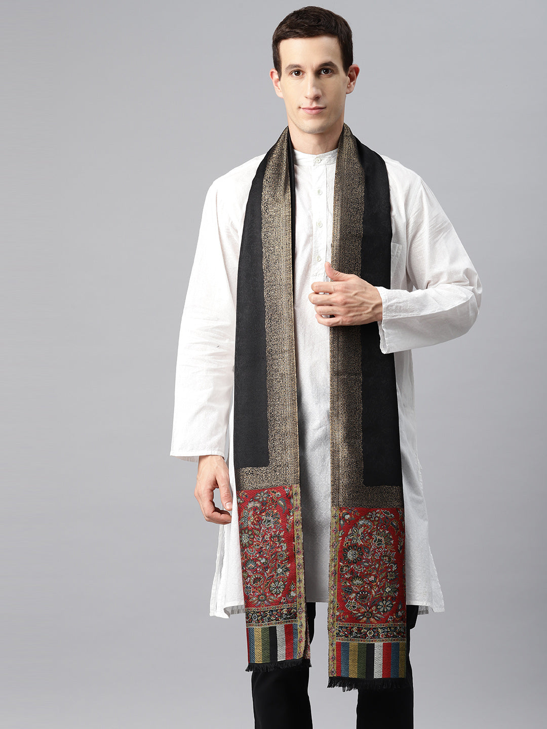 Men's Kani Wool Shawl with Zari Border