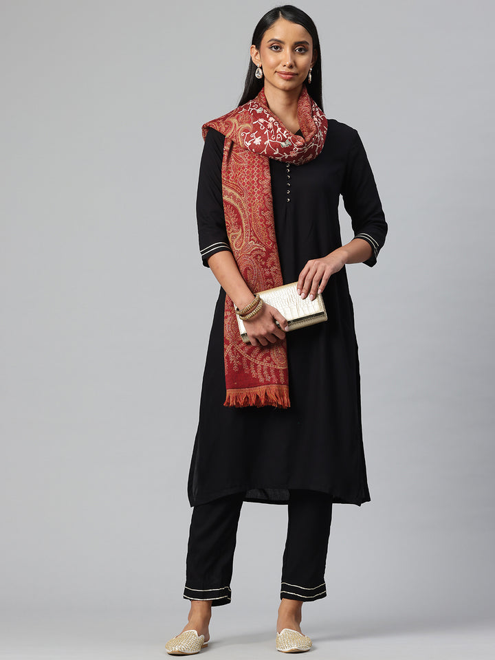 Women's Aari Embroidery Pure Wool Shawl