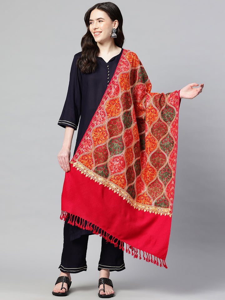 Women's Aari Embroidered Wool Stole
