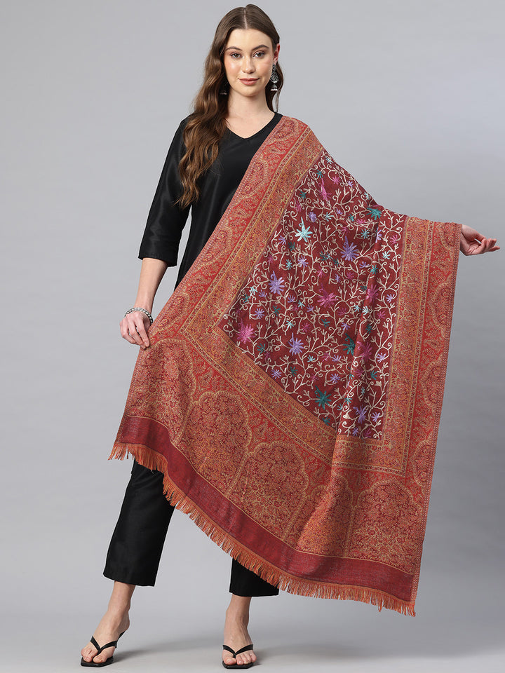 Women's Aari Embroidery Pure Wool Shawl
