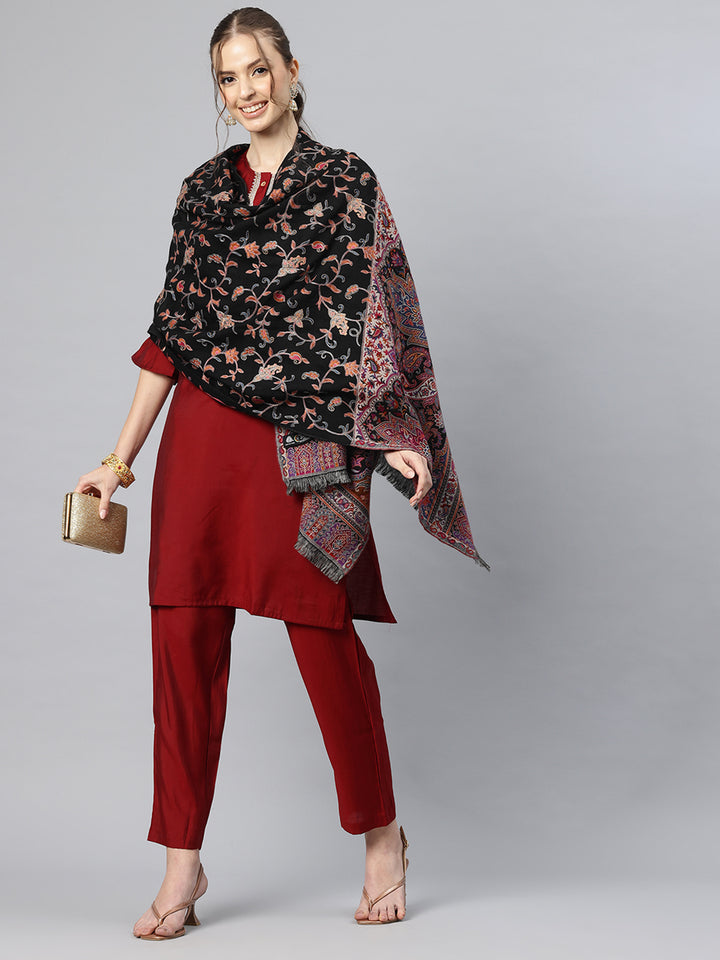 Women's Pure Wool Jamawar Embroidery Stole