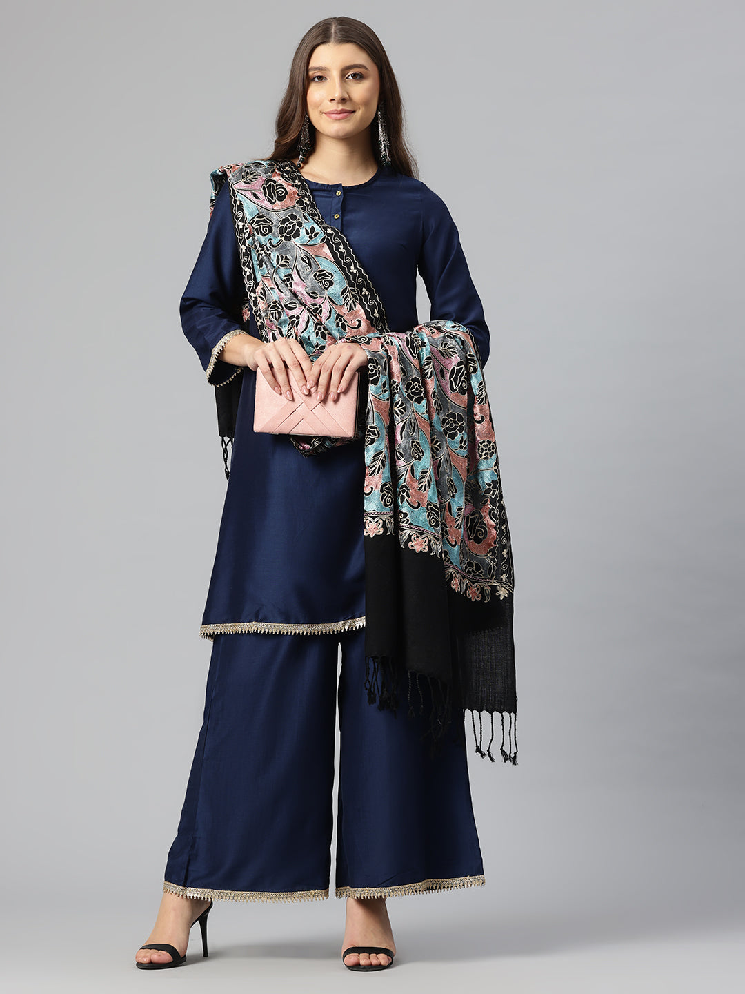 Women's Aari Embroidered Wool Stole