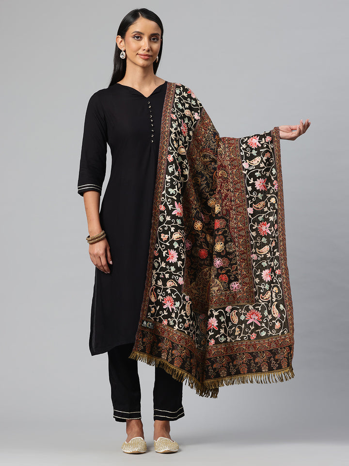 Women's Aari Embroidery Pure Wool Shawl