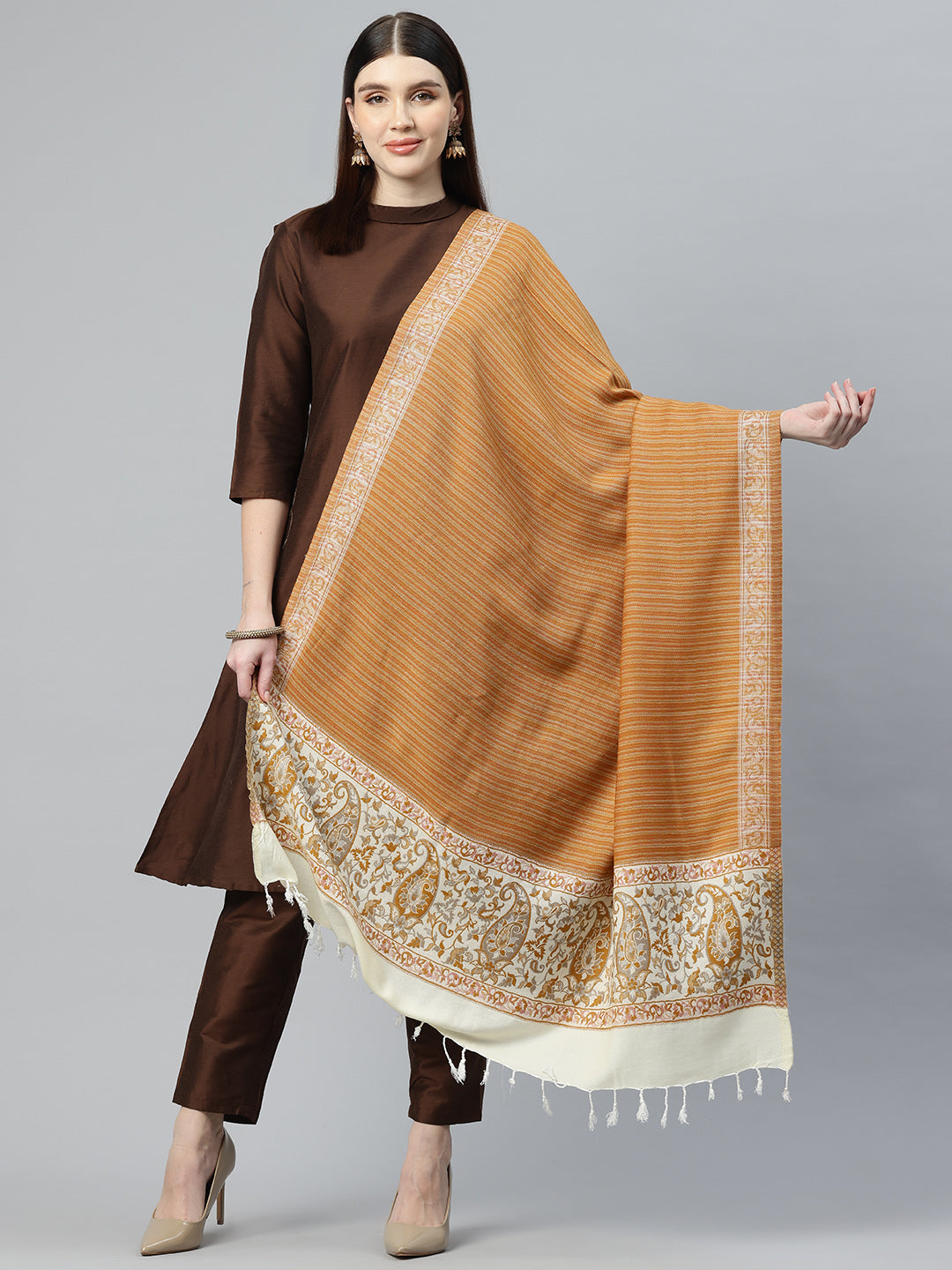 Women's Acrylic Jamawar Wool Shawl