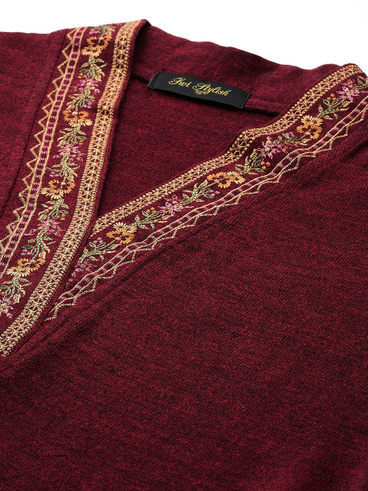 Women's Kashmiri Embroidered Woollen Co-ords – Kurta and Trousers
