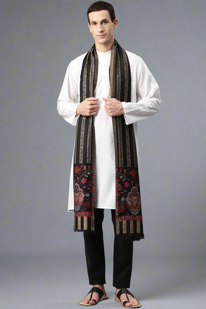 Men's Kani Wool Shawl with Zari Border