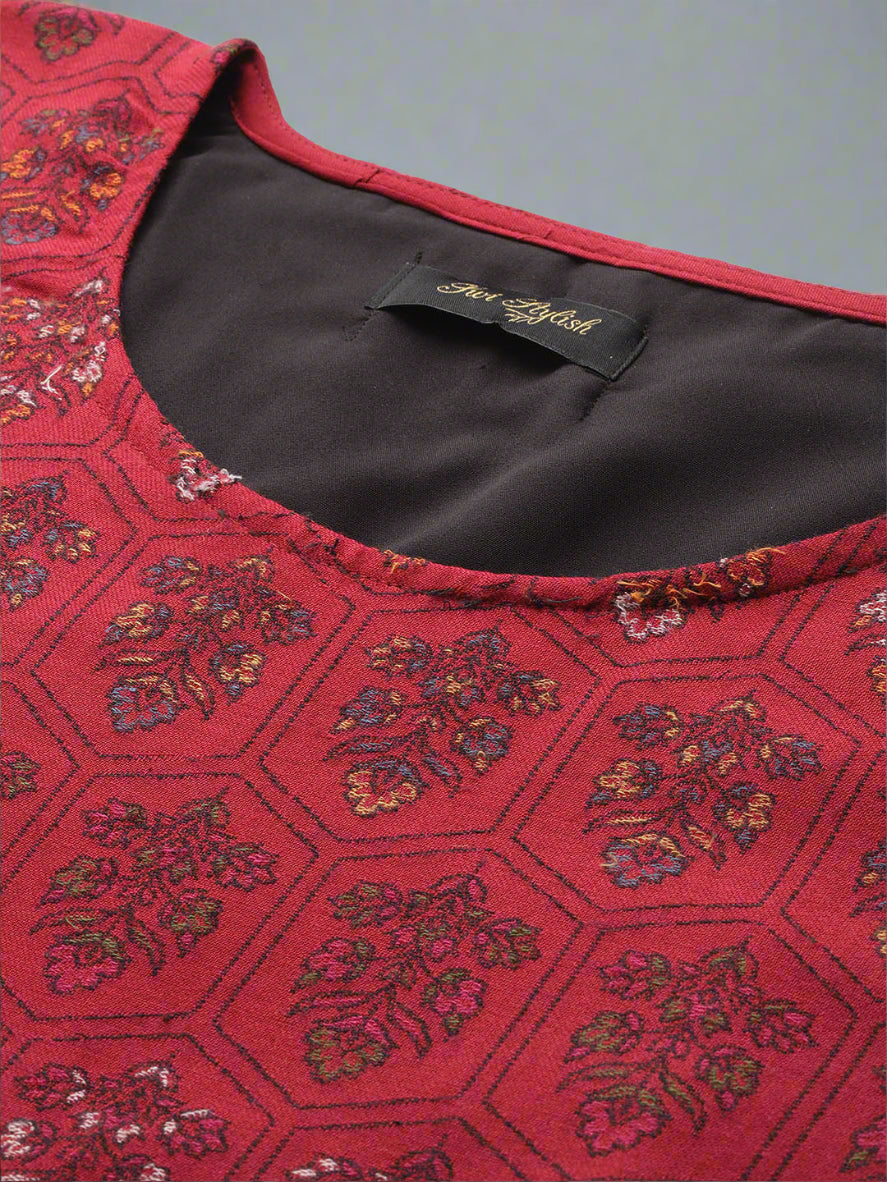 Women's Floral Woven Kaftan (Pheran)