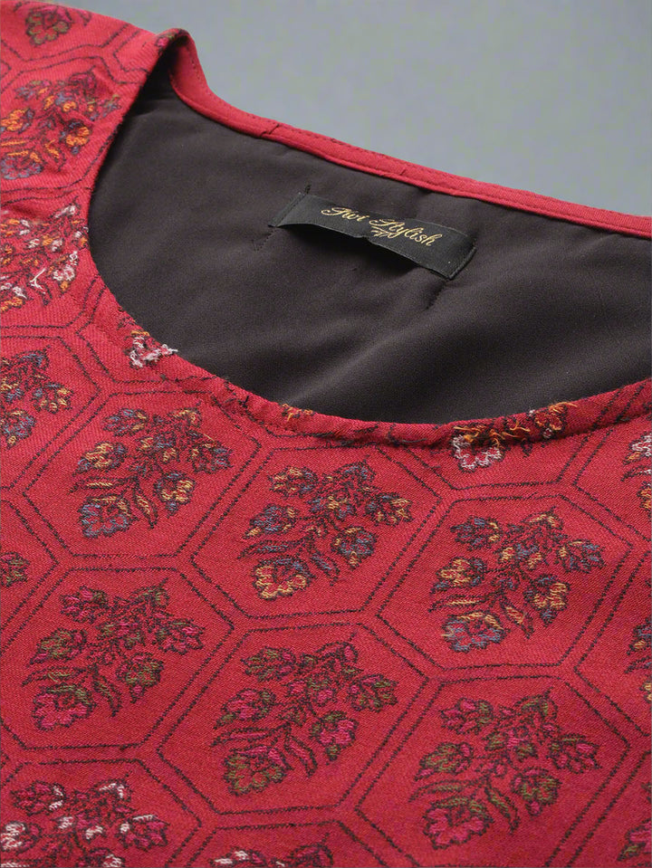 Women's Floral Woven Kaftan (Pheran)