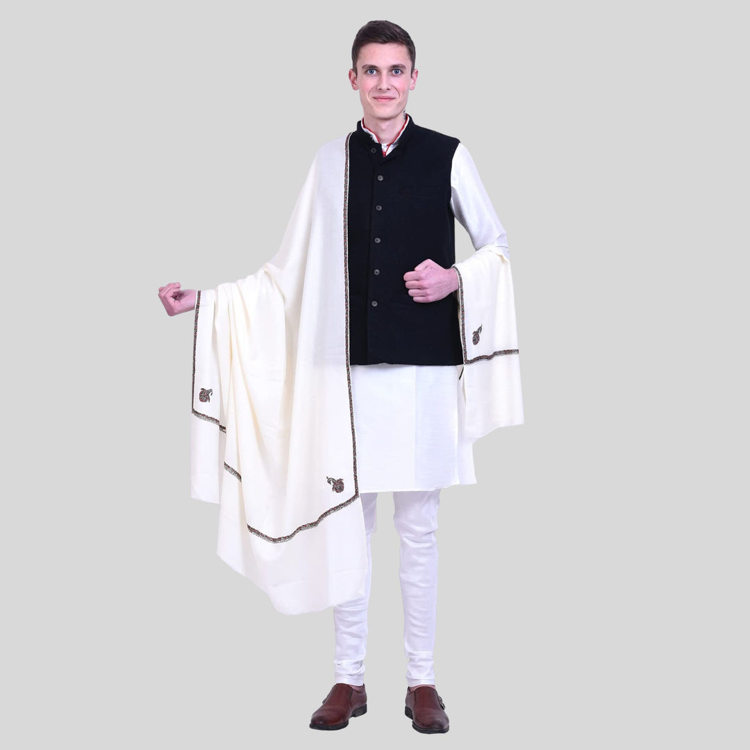 Men's Kashmiri Hand Embroidered Wool Shawl