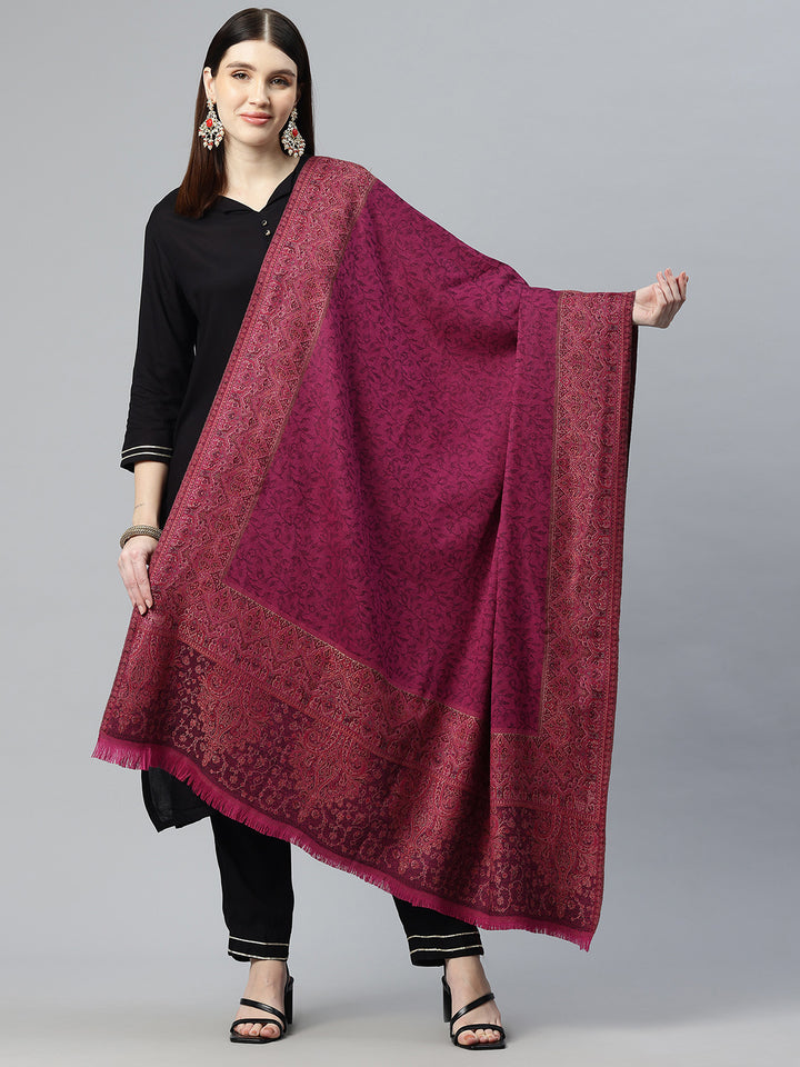 Women's Pure Wool Jamawar Embroidery Shawl