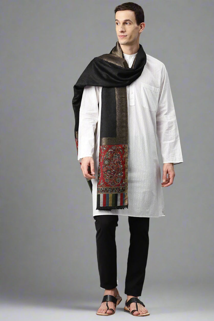 Men's Kani Wool Shawl with Zari Border