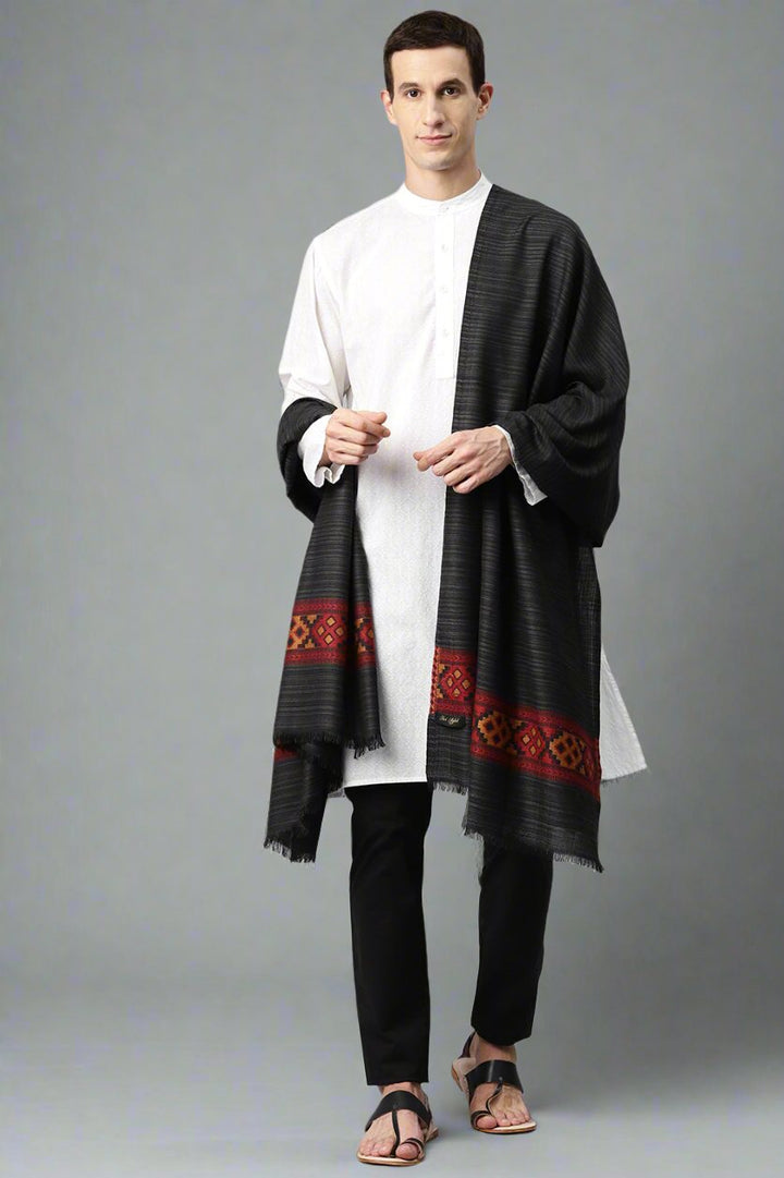 Men's Kullu Striped Woven Wool Shawl