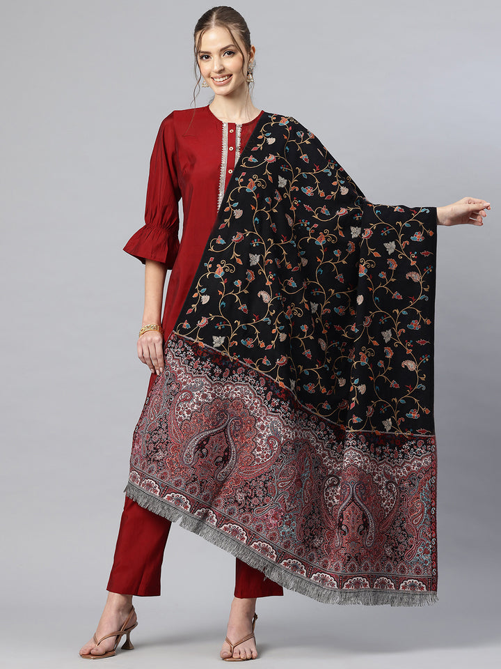 Women's Aari Embroidery Pure Wool Shawl
