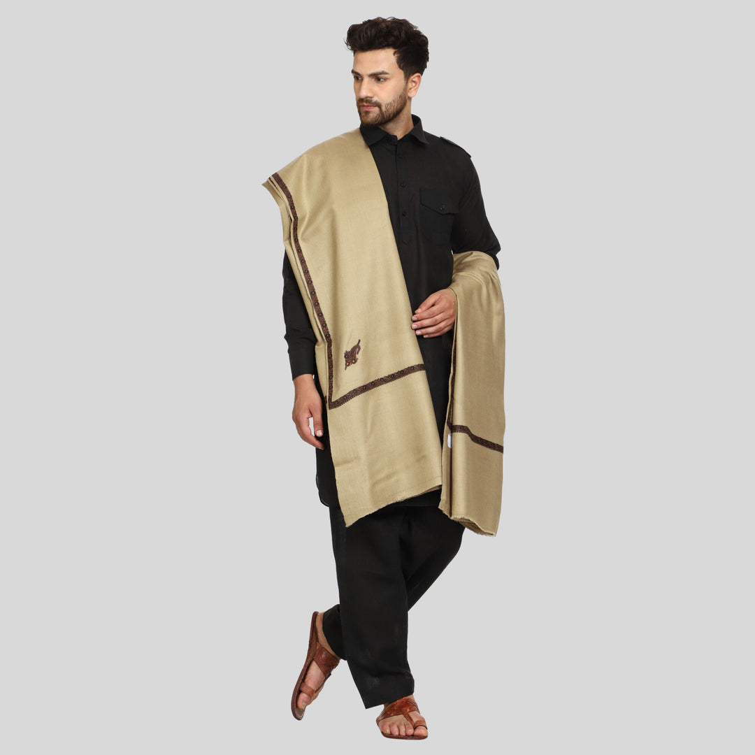 Men's Kashmiri Embroidered Wool Shawl