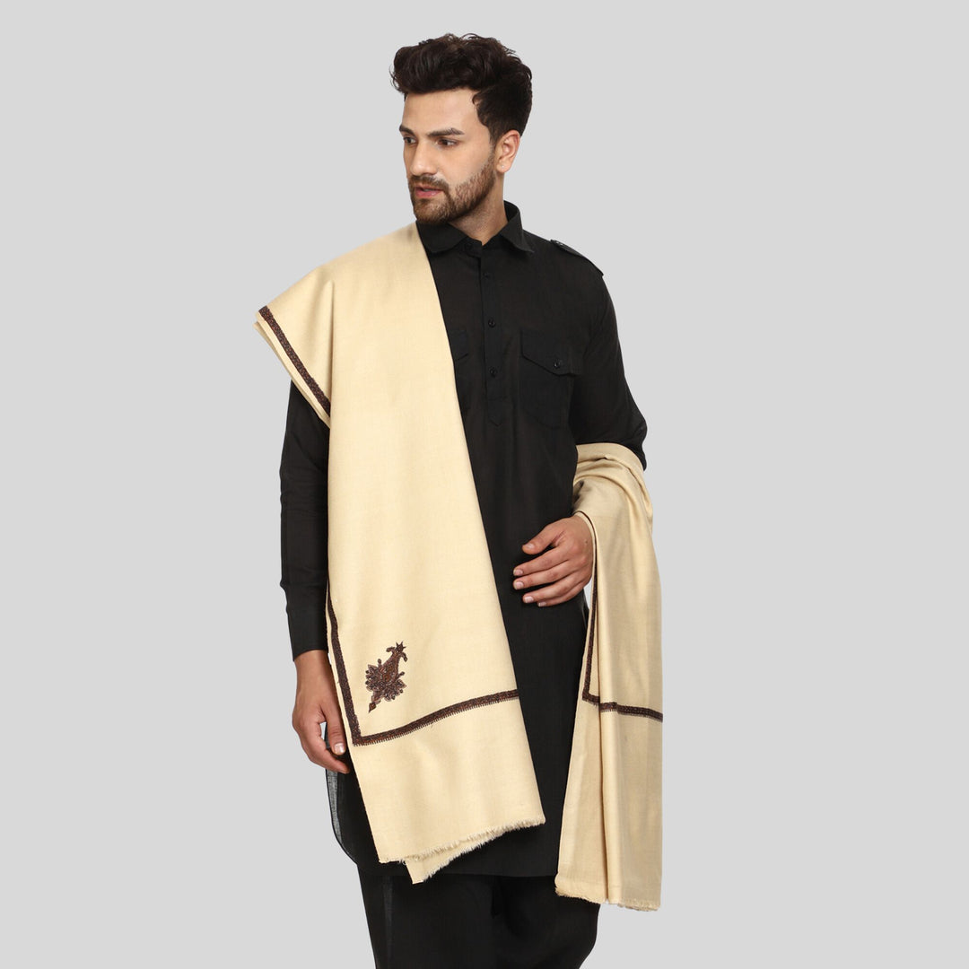 Men's Kashmiri Embroidered Wool Shawl