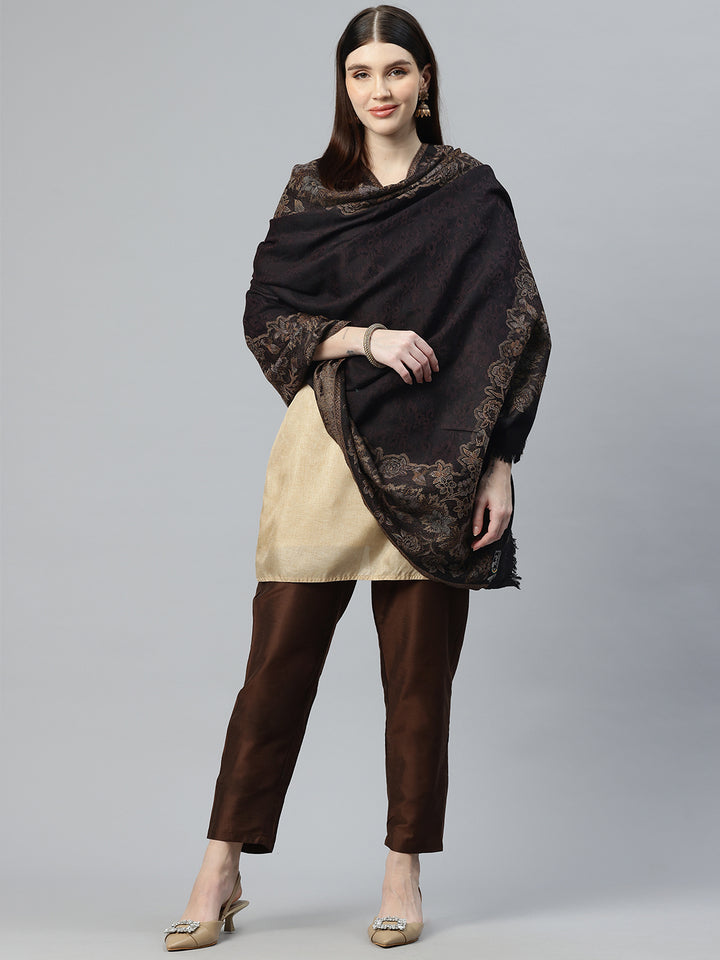 Women's Pure Wool Jamawar Embroidery Shawl