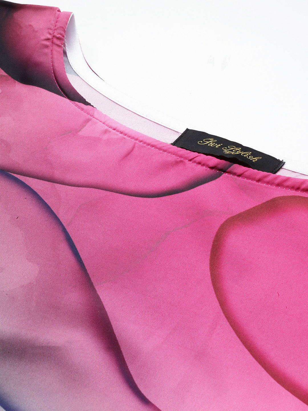 Women's Printed Boat Neck Sleeves Short Kaftan Kurti