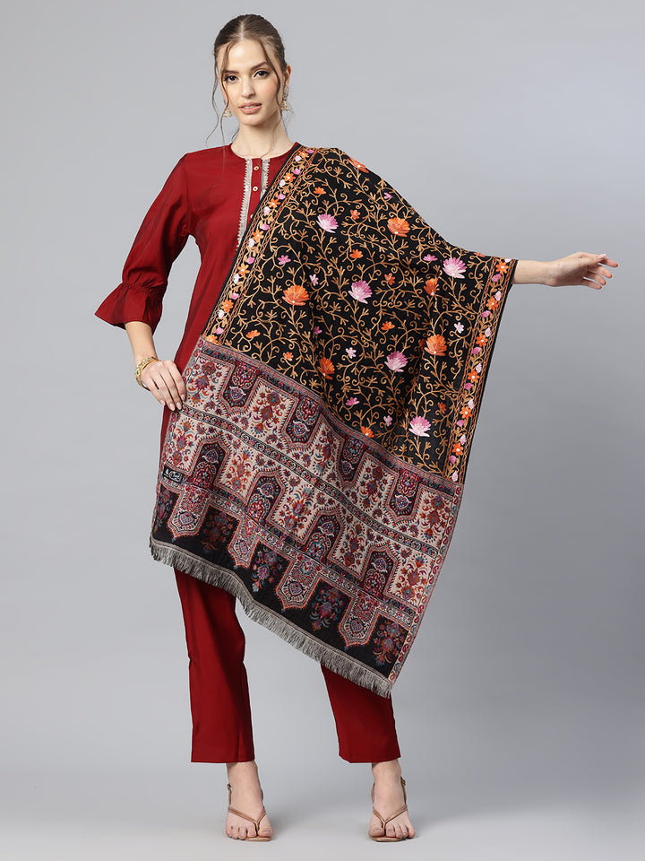 Women's Pure Wool Jamawar Embroidery Stole