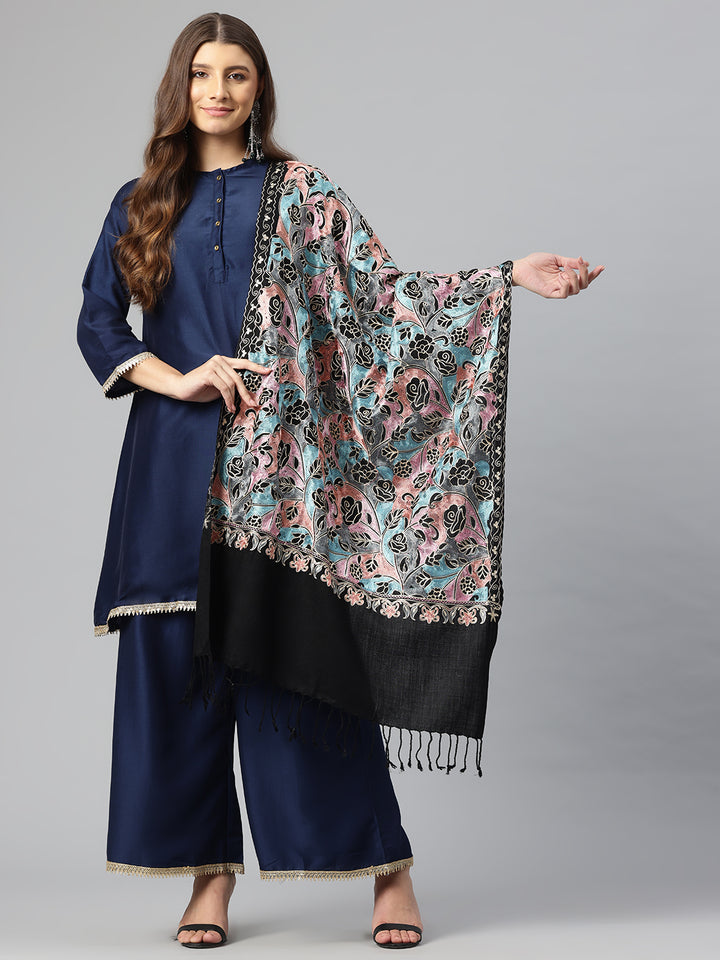 Women's Aari Embroidered Wool Stole