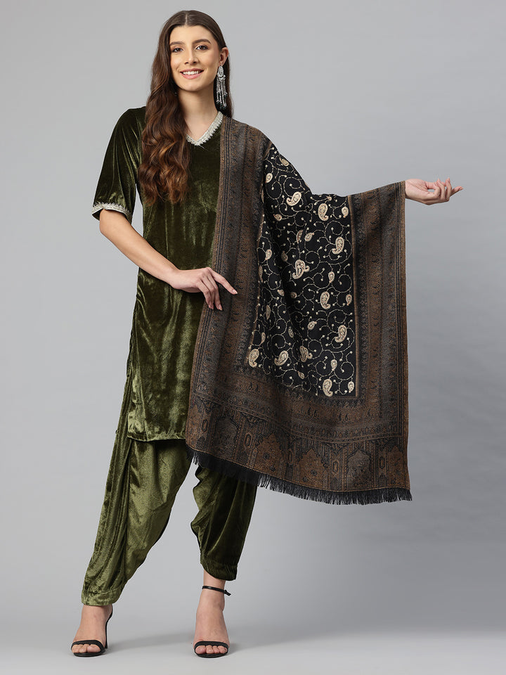 Women's Pure Wool Jamawar Embroidery Stole
