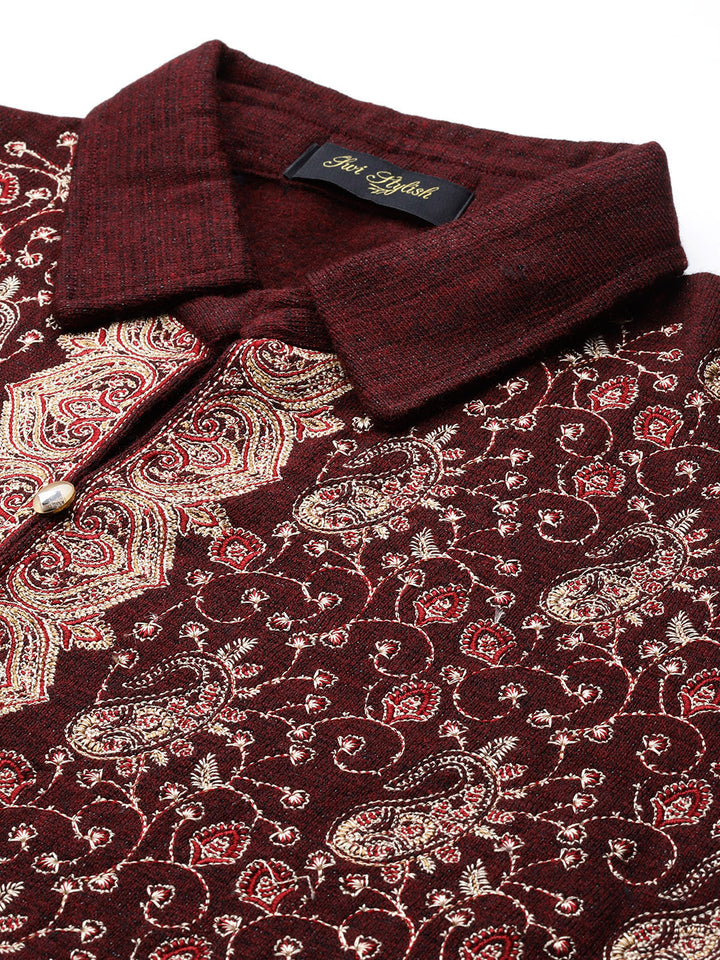 Women's Kashmiri Embroidered Woollen Co-ords – Kurta and Trousers