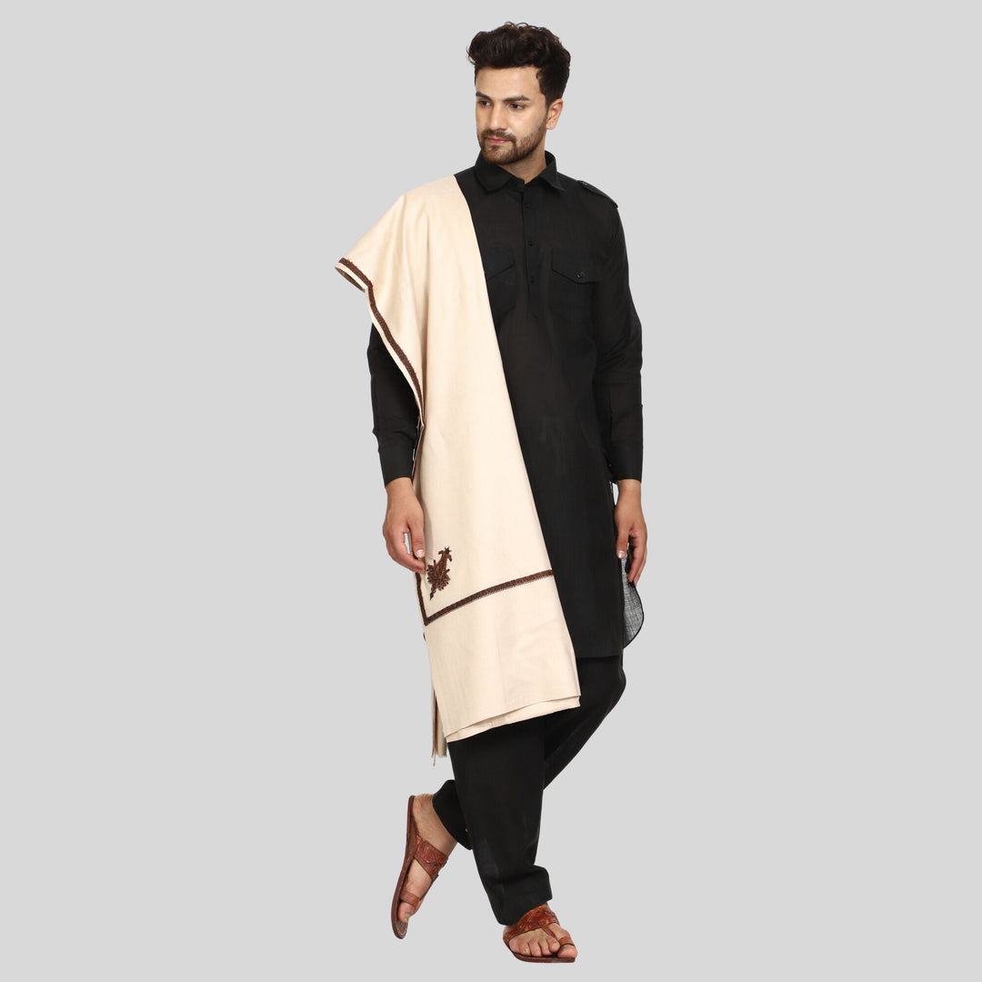 Men's Kashmiri Embroidered Wool Shawl